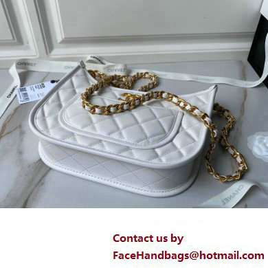 Chanel Calfskin  &  Gold-Tone Metal Hobo Handbag AS4666 White 2024